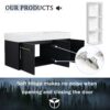 Modern Chestnut Wall Mounted Bathroom Vanity With Left Resin Sink And Storage Rack - Black Chestnut - Image 5