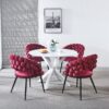 Modern Chair With Golden Color Iron Tube Legs, Soft Cushions And Comfortable Backrest, Suitable For Dining Room, Living Room, Cafe, Hairball Back (Set of 2) - Wine Red - Image 7
