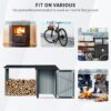 Outdoor Steel Firewood Rack And Metal Storage Shed, Two In One - Black - Image 9