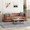 Contemporary 3 Seater Sofa With Tuxedo Design - Light Brown - Image 5
