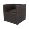 11 Piece Patio Wicker Conversation Set, 10 Seater Patio Sectional Set With 3 Storage Box Under Seat - Brown / White - Image 11