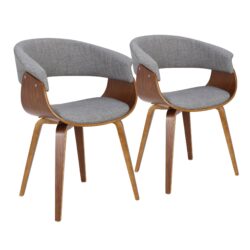 Vintage - Mod Mid-Century Modern Dining Accent Chair (Set of 2) - Walnut / Light Gray