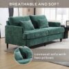 Mid Century Modern Chenille Fabric Loveseat Sofa, 2 Seat Upholstered Couch With Wood Feet - Emerald - Image 6