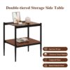Modern Rectangle End Table (Set of 2) With Tempered Glass Tabletop And Layer - Brown - Image 9