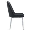 Modern Dining Chairs (Set of 4) With Backrest And Silver Metal Legs For Home And Office - Black - Image 16