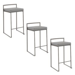 Fuji - Industrial Stackable Counter Stool (Set of 3) - Gray