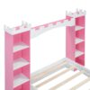 Castle Shaped Bed With Storage Shelf, Dreamy Twin Size Platform Bed For Kids Bedroom - White / Pink - Image 7