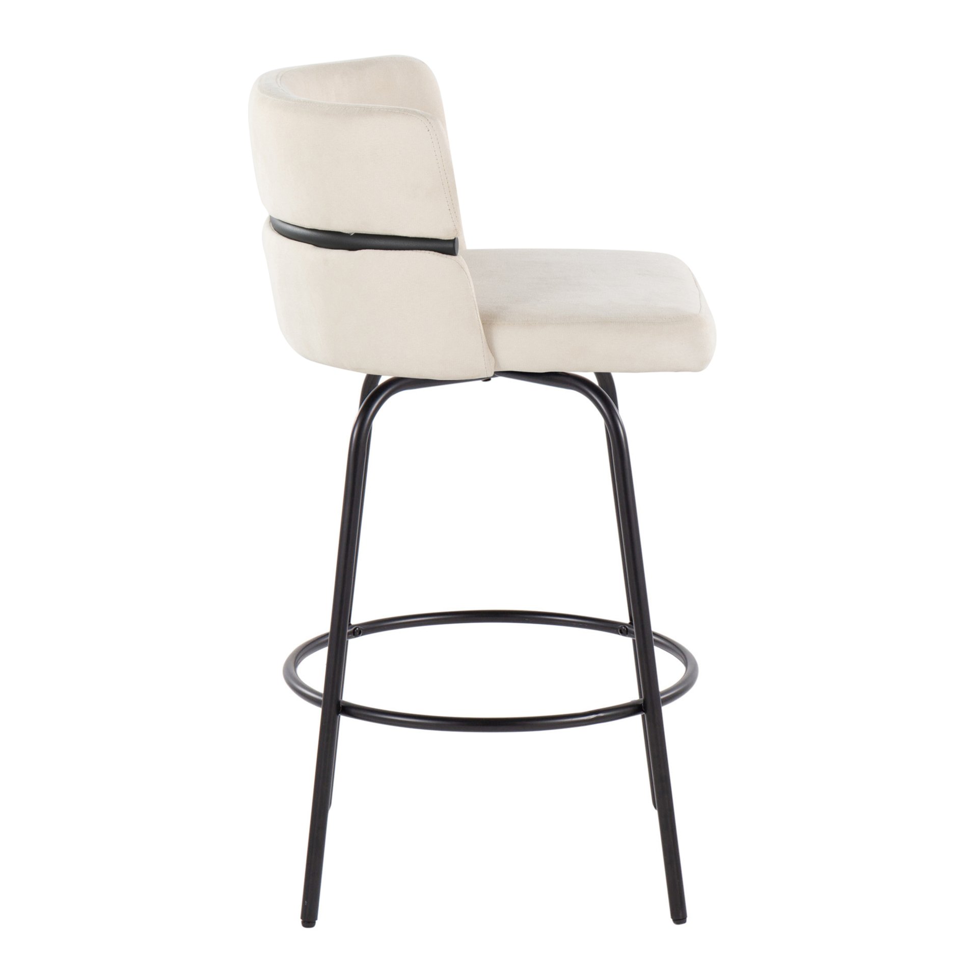 Cinch - Contemporary Fixed Height Counter Stool With Swivel And Round Footrest (Set of 2) - Black / Cream - Image 3