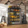 Industrial Heavy Duty 6 Tier Metal Garage Shelving Unit For Storage, Adjustable - Brushed Nickel - Image 2