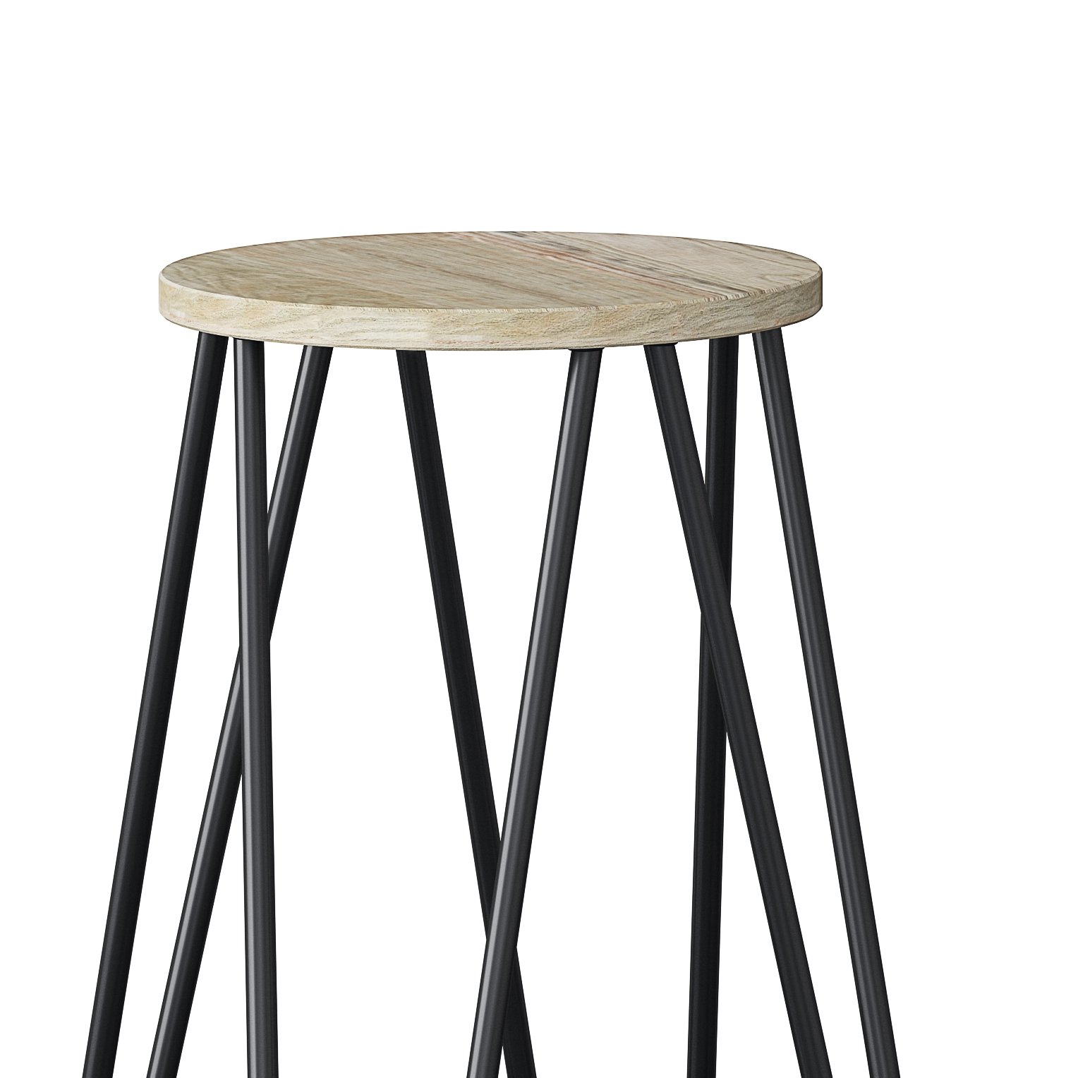 Simeon - Metal Bar Stool With Wood Seat - Natural / Black - Image 4