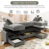 Versatile 6 Piece Modular Sofa Bed With Storage, Stylish Faux Double Layer Cushions, Comfortable & Durable Design, Perfect For Any Living Space - Gray - Image 5