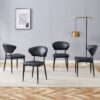 Minimalist Ergonomic Dining Chair With Curved Backrest In, (Set of 4) - Black - Image 4