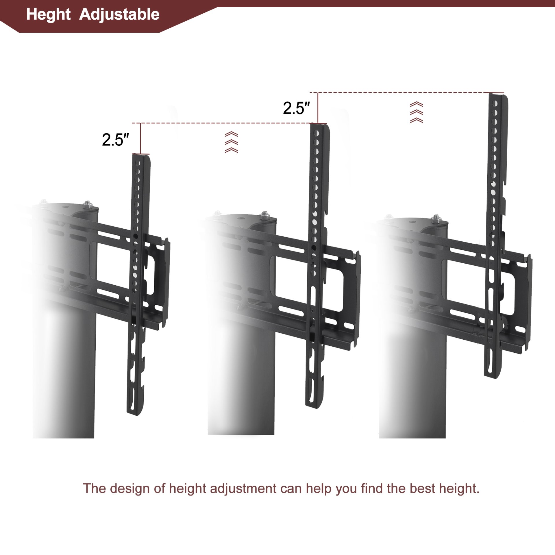 43.3" Multi-Function TV Stand Height Adjustable Bracket Swivel 3 Tier - Black - Image 5