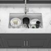 Undermount Kitchen Sink Workstation 33" Single Bowl Dual Mount Sink With Accessories - White - Image 6