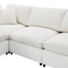 Modern Modular Cloud Sofa Bed, 6 Seat Chenille Sectional Couch Set With Ottoman, Free Combination, Convertible U Shaped Sleeper Sofa - Beige - Image 13