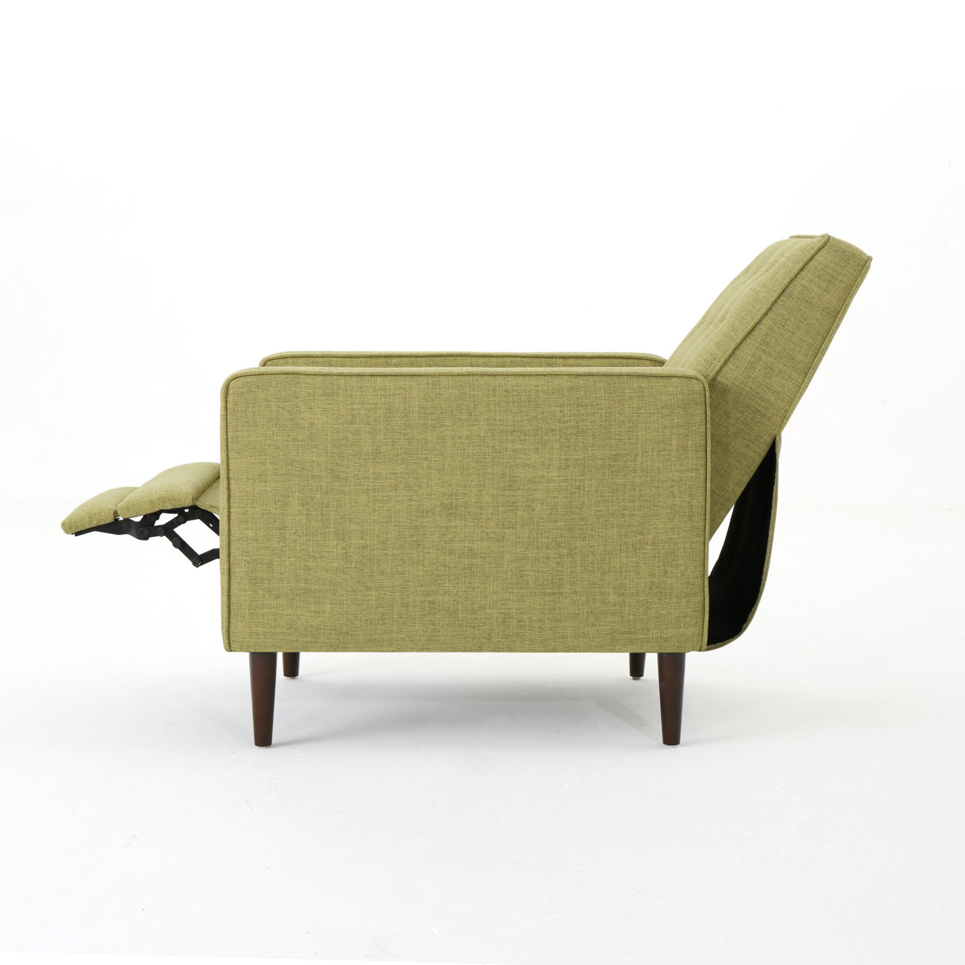 Macedonia - Mid Century Modern Button Tufted Fabric Recliner - Green - Image 13