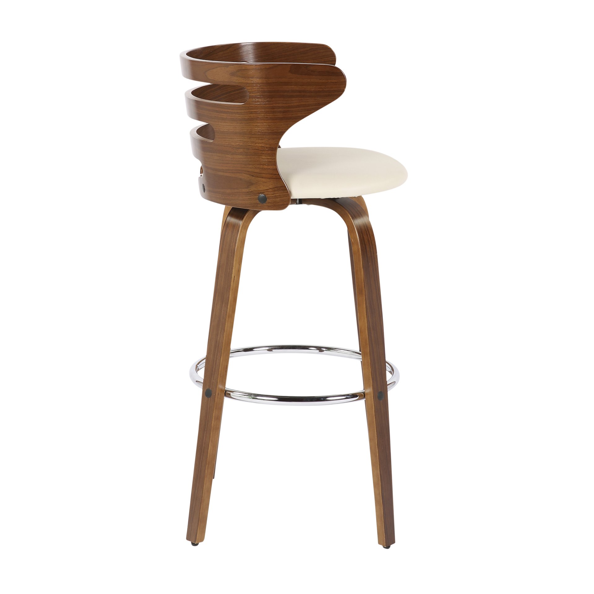 Cosini - Mid-Century Modern Barstool With Swivel (Set of 2) - Walnut / Cream - Image 3