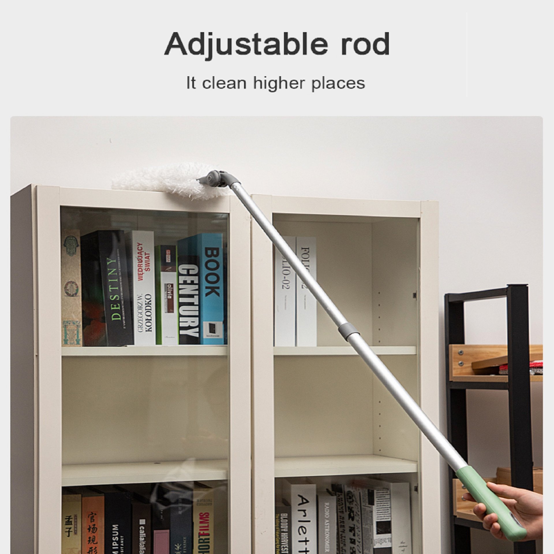 Long Handle Duster With Extension Bar, Home Dust Collector - White - Image 9