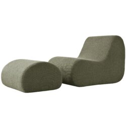 Curved Lounge Chair With Ottoman And High Resilience Foam - Green