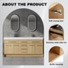 72" Freestanding Bathroom Vanity With Double Resin Sink Plywood Construction - Oak - Image 3