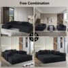 Modern 6 Piece Modular U Shaped Sectional Sofa With Chaise Lounge Corduroy - Black - Image 11