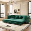 3 In 1 Pull Out Sofa Bed, Convertible Sleeper Sofa Bed, 3 Seater Sofa With Movable Ottoman - Green - Image 8
