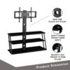 Multi-Function Angle And Height Adjustable Tempered Glass TV Stand - Black - Image 15
