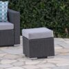 Santa Rosa - Outdoor Lounge Ottoman Rattan Waterproof Fabric - Gray / Silver - Image 2