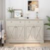 Vintage Sideboard With 2 Drawers And Four Doors For Living Room, Bedroom, And Kitchen, Room Storage Cabinet, Vintage - White - Image 2