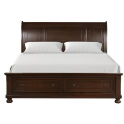 Meade - King Bed, Platform Support, Storage Drawers - Dark Cherry