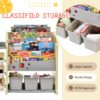Kids Bookshelf Toy Storage Organizer With 17 Bins And 5 Bookshelves, Multi-Functional Nursery Organizer Kids Furniture Set Toy Storage Cabinet Unit With HDPE SheLF And Bins - Light Green - Image 9