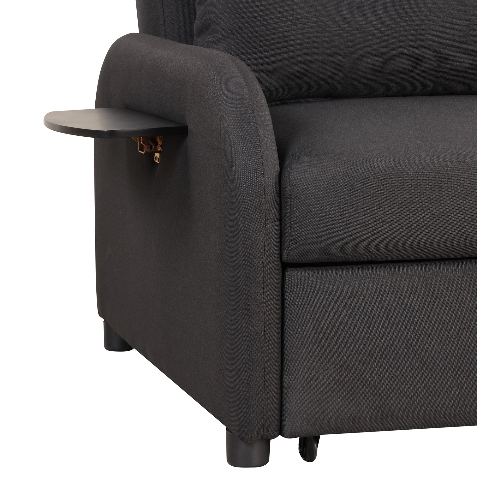 3 In 1 Pull Out Sofa Sleeper With Wing Table And USB Charge - Black - Image 25