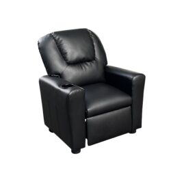 Marisa - Leather Kids Recliner Chair With Cupholder - Black