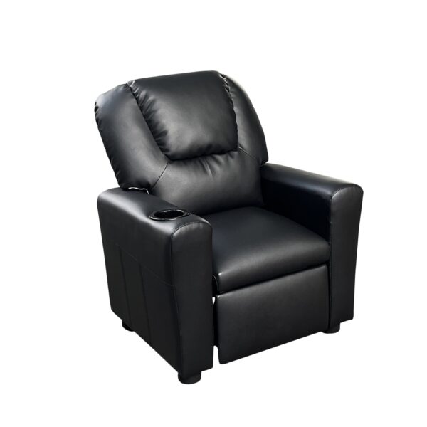 Marisa - Leather Kids Recliner Chair With Cupholder - Black