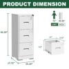 Metal Vertical File Cabinet With Lock And Card Slot For A4 Legal / Letter Size, Durable Steel, 3 Drawers - White - Image 3