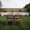 5 Piece Outdoor Dining Set For 4, Weather Resistant Patio Table With Umbrella Hole And 4 Armrest Chairs Garden Furniture For Backyard - Wood - Image 4