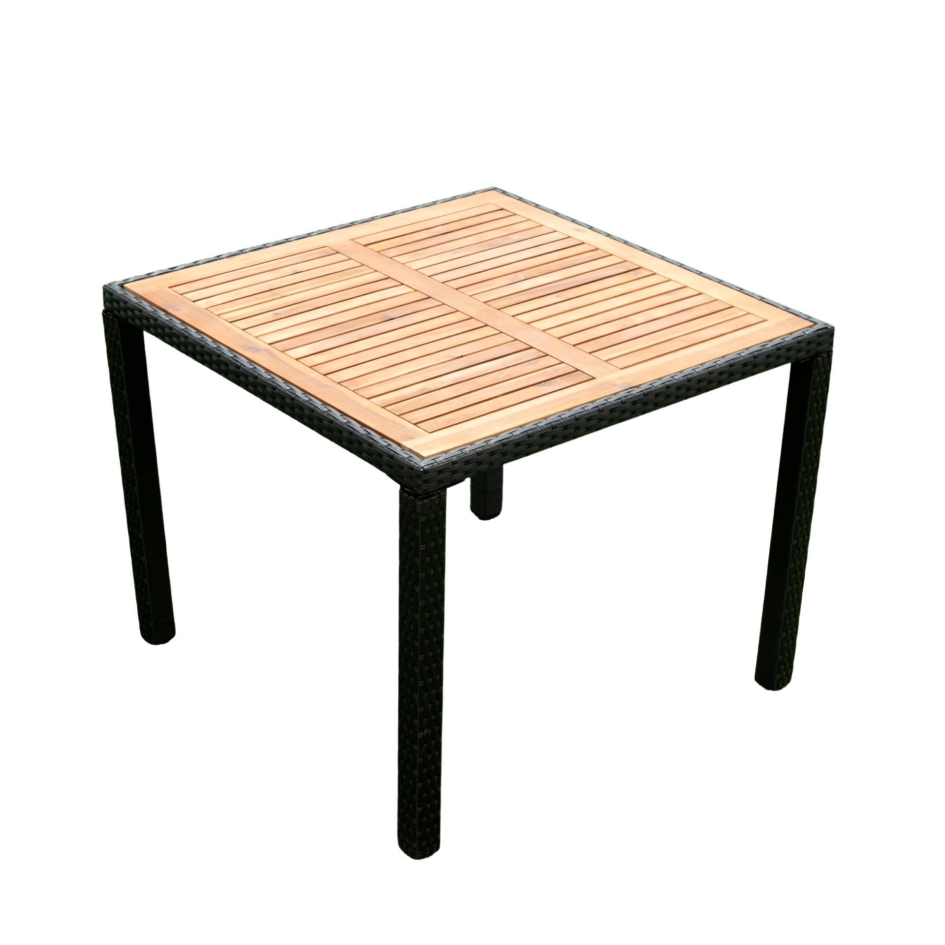 5 Piece Outdoor Patio Wicker Dining Set Patio Wicker Furniture Dining Set With Top - Black / Creme - Image 9