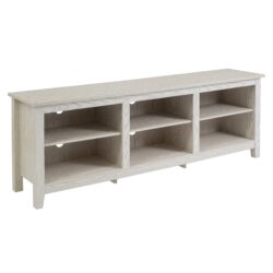 Modern Transitional 3 Shelf Open Storage 70" TV Stand For 80" TVs - White Wash