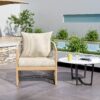 Modern Lounge Chair With Curved Aluminum Frame, Rope Weave Design, And Cushioned Comfort For Outdoor Living - Beige / Natural - Image 5