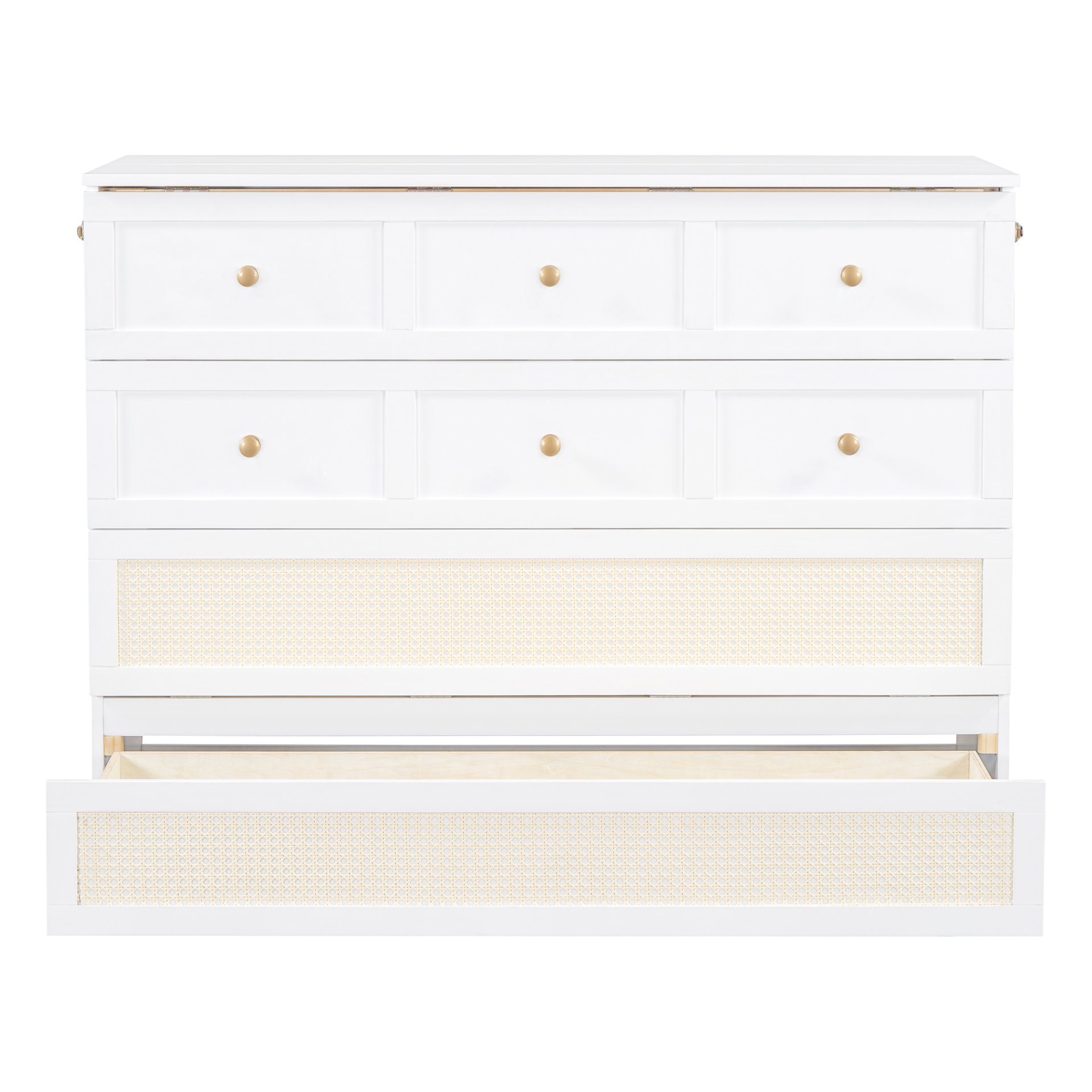 Full Size Murphy Bed With Large Drawers And Stylish Design - White - Image 10