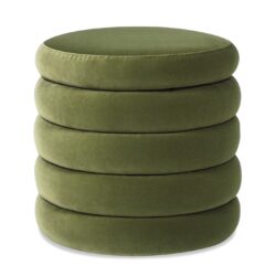 Fuji - Oversized Round Storage Ottoman - Olive Green