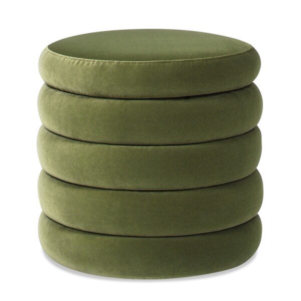 Fuji - Oversized Round Storage Ottoman - Olive Green