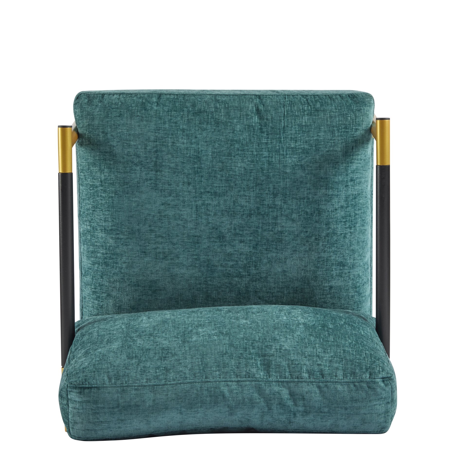 Modern Accent Chair With Plush Cushions, Metal Frame, Wooden Armrests Cozy Seating For Living Room, Bedroom, Office - Gold / Teal Blue - Image 12