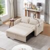 Convertible Sofa Bed Loveseat Sofa With Three USB Ports, Two Side Pockets, Two Cup Holders And 360° swivel Phone Holder For Living Room - Beige - Image 10