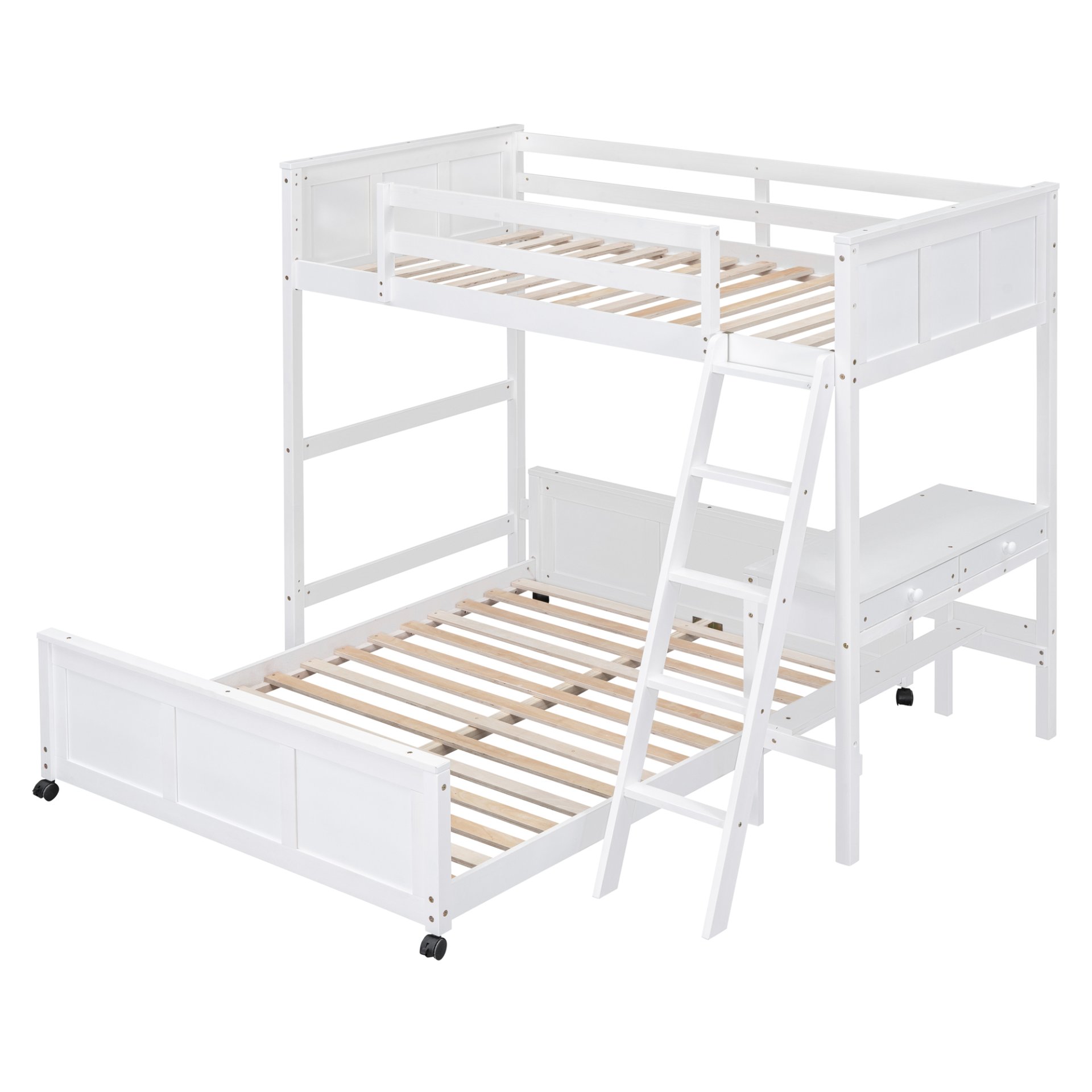 Twin Over Full Bunk Bed With Desk - White - Image 8