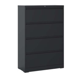 Modern 4 Drawer Lateral File Cabinet With Lock, Metal Filing Cabinet For Legal / Letter / A4 / F4 - Brushed Nickel