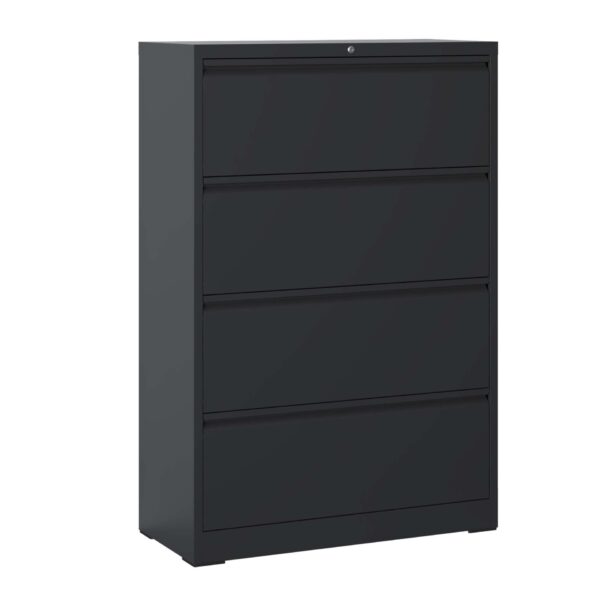 Modern 4 Drawer Lateral File Cabinet With Lock, Metal Filing Cabinet For Legal / Letter / A4 / F4 - Brushed Nickel
