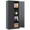 Heavy Metal Garage Storage Cabinet, Tool Steel Locking Cabinet With Doors And 3 Adjustable Shelves - Brushed Nickel - Image 5