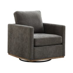 Modern Square Upholstered Swivel Accent Chair With Chenille Fabric - Charcoal