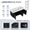 Modern Chestnut Wall Mounted Bathroom Vanity With Left Resin Sink And Storage Rack - Black Chestnut - Image 6